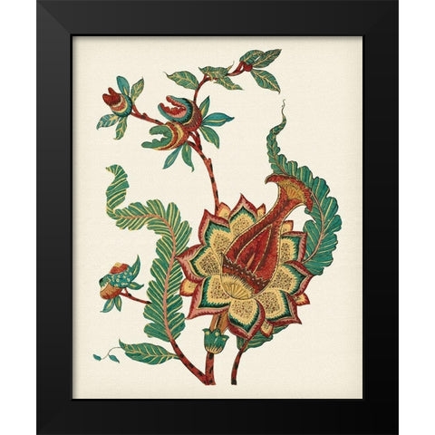 Jacobean Floral I Black Modern Wood Framed Art Print by Vision Studio