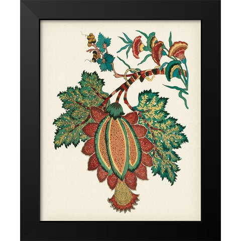 Jacobean Floral II Black Modern Wood Framed Art Print by Vision Studio