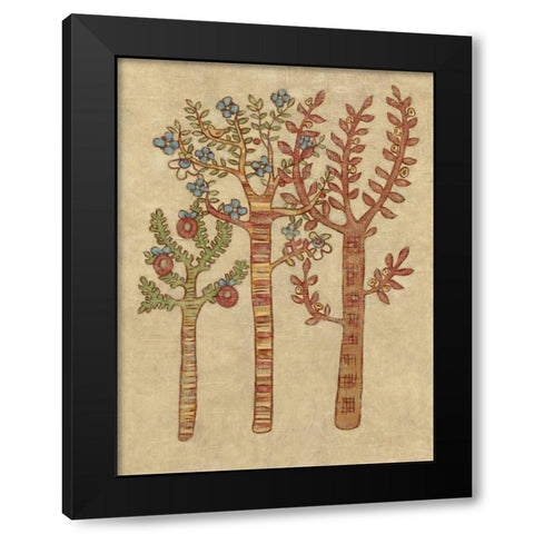 Linen Trees I Black Modern Wood Framed Art Print with Double Matting by Zarris, Chariklia