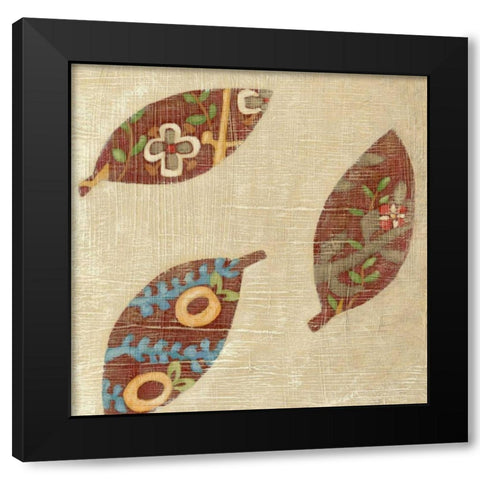 Linen Leaves I Black Modern Wood Framed Art Print with Double Matting by Zarris, Chariklia