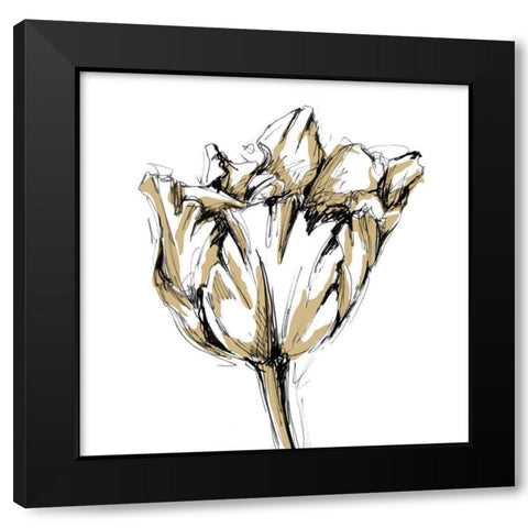Tulip Sketch I Black Modern Wood Framed Art Print with Double Matting by Harper, Ethan