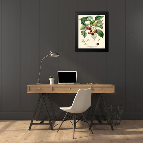 Bessa Cherries Black Modern Wood Framed Art Print by Bessa