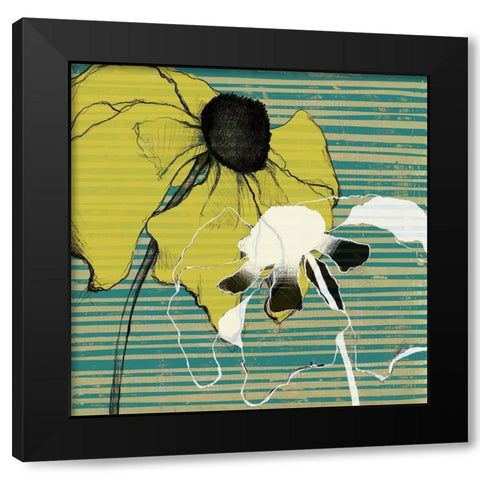 Layered Poppies I Black Modern Wood Framed Art Print with Double Matting by Goldberger, Jennifer