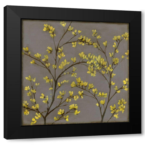 Forsythia II Black Modern Wood Framed Art Print with Double Matting by Goldberger, Jennifer