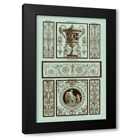 Pergolesi Panel in Celadon II Black Modern Wood Framed Art Print with Double Matting by Pergolesi