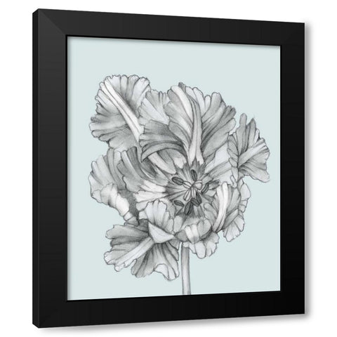 Silvery Blue Tulips I Black Modern Wood Framed Art Print by Goldberger, Jennifer