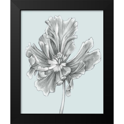Silvery Blue Tulips III Black Modern Wood Framed Art Print by Goldberger, Jennifer