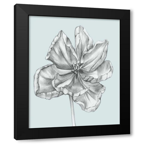 Silvery Blue Tulips IV Black Modern Wood Framed Art Print by Goldberger, Jennifer