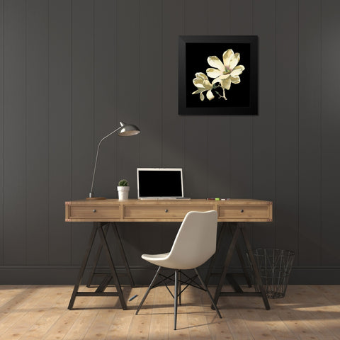 Midnight Magnolias I Black Modern Wood Framed Art Print by Chabal Dussurgey