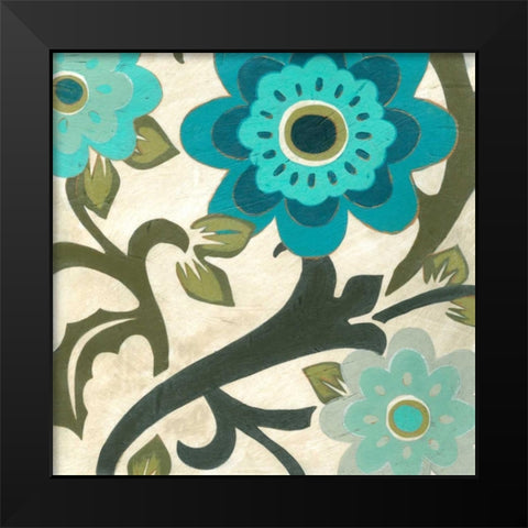 Peacock Blossoms II Black Modern Wood Framed Art Print by Vess, June Erica