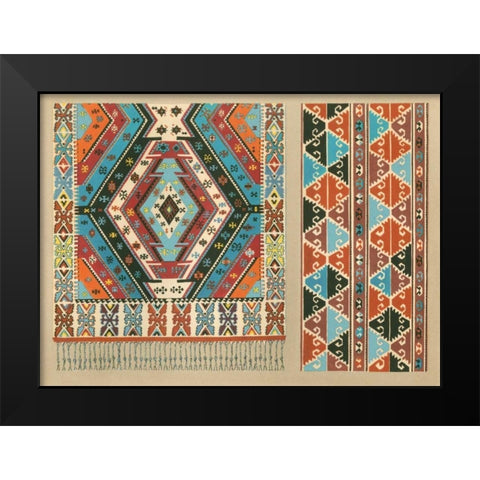 Turkish Carpet Design Black Modern Wood Framed Art Print by J.B. Waring