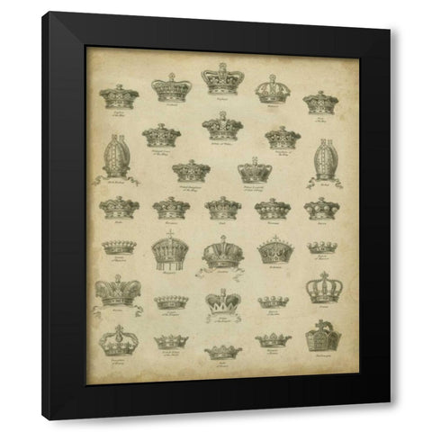 Heraldic Crowns and Coronets V Black Modern Wood Framed Art Print by Milton
