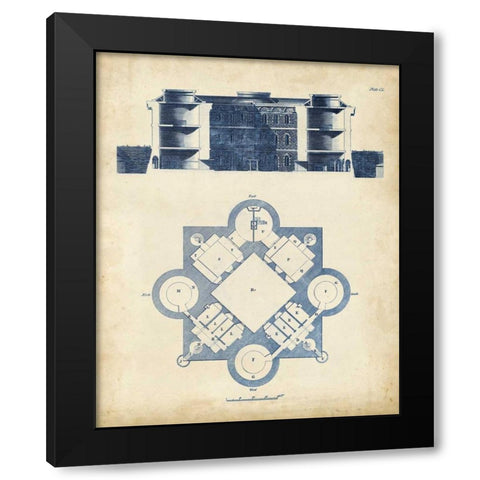Architectural Blueprint I Black Modern Wood Framed Art Print by Andrew Cook George