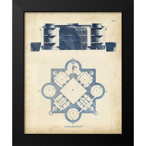 Architectural Blueprint I Black Modern Wood Framed Art Print by Andrew Cook George