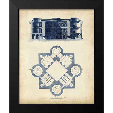 Architectural Blueprint II Black Modern Wood Framed Art Print by Andrew Cook George