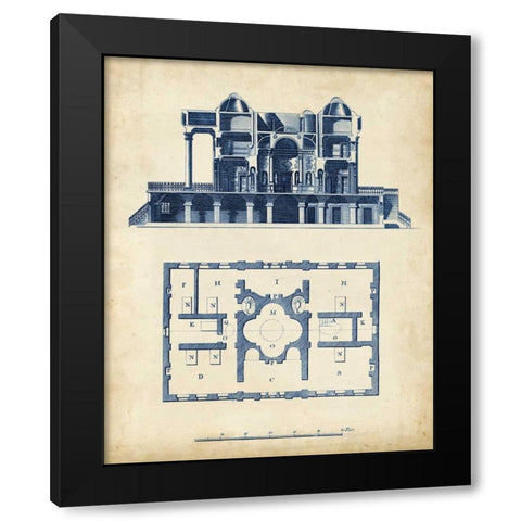 Architectural Blueprint III Black Modern Wood Framed Art Print by Andrew Cook George