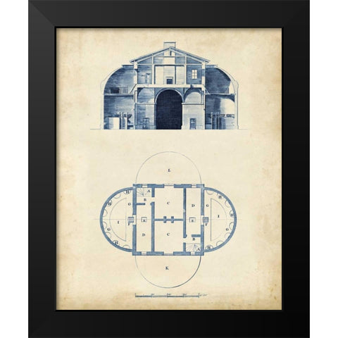 Architectural Blueprint V Black Modern Wood Framed Art Print by Andrew Cook George