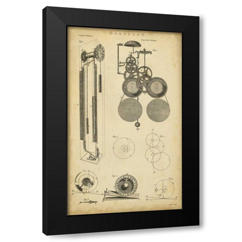 Clockworks II Black Modern Wood Framed Art Print with Double Matting by Chambers