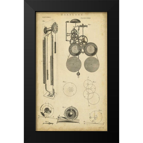 Clockworks II Black Modern Wood Framed Art Print by Chambers