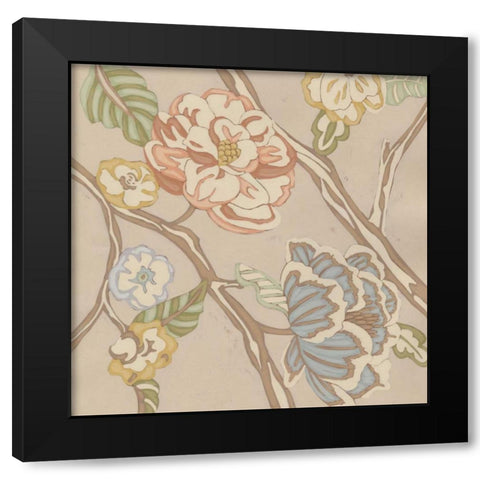 Organza Chintz I Black Modern Wood Framed Art Print with Double Matting by Zarris, Chariklia