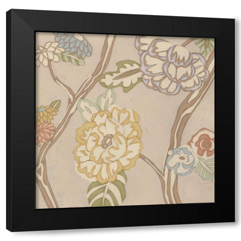 Organza Chintz II Black Modern Wood Framed Art Print with Double Matting by Zarris, Chariklia