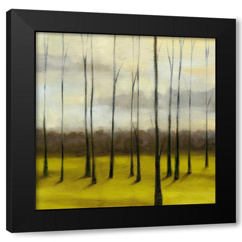 Sunlit Treeline I Black Modern Wood Framed Art Print with Double Matting by Goldberger, Jennifer