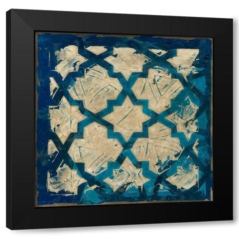 Stained Glass Indigo I Black Modern Wood Framed Art Print with Double Matting by Meagher, Megan