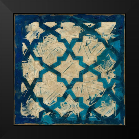 Stained Glass Indigo I Black Modern Wood Framed Art Print by Meagher, Megan