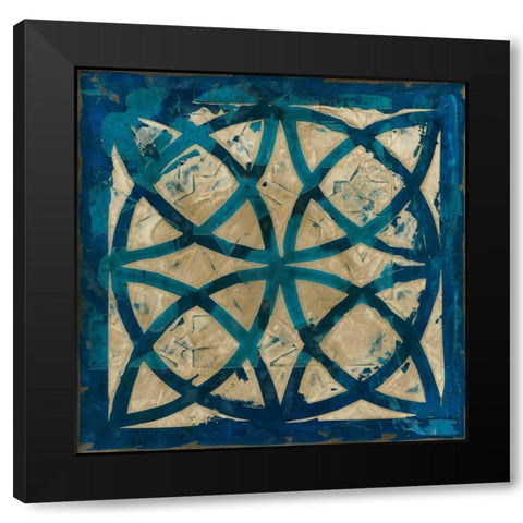 Stained Glass Indigo IV Black Modern Wood Framed Art Print by Meagher, Megan