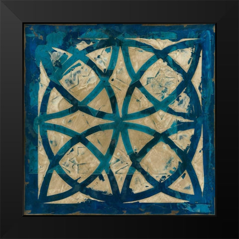 Stained Glass Indigo IV Black Modern Wood Framed Art Print by Meagher, Megan