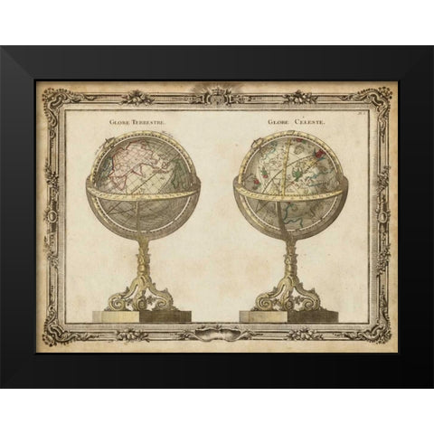 Terrestrial and Celestial Globes Black Modern Wood Framed Art Print by Vision Studio
