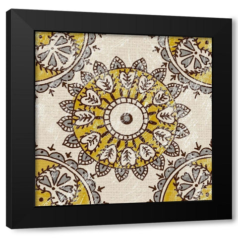 Non-Emb. Block Print Tile II Black Modern Wood Framed Art Print with Double Matting by Zarris, Chariklia