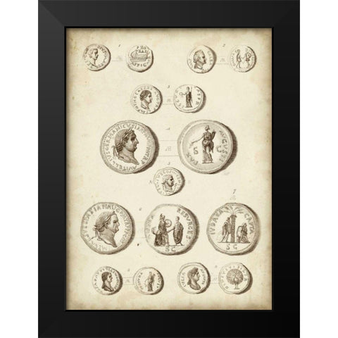 Antique Roman Coins III Black Modern Wood Framed Art Print by Unknown