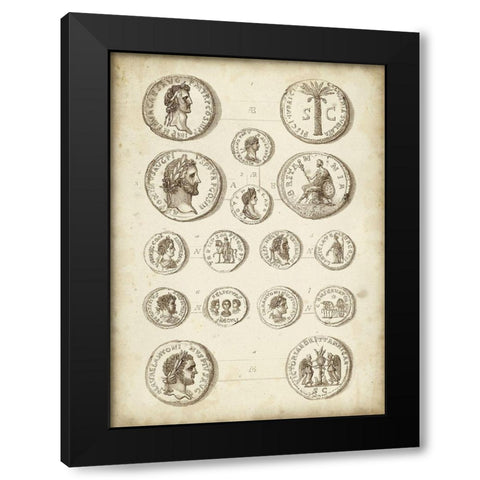 Antique Roman Coins IV Black Modern Wood Framed Art Print by Unknown