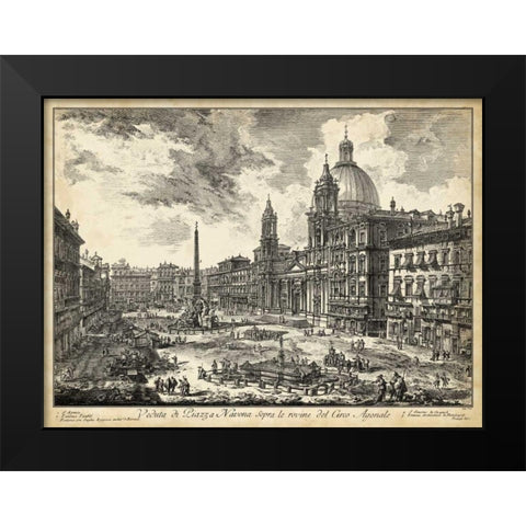 Veduta di Piazza Navona Black Modern Wood Framed Art Print by Piranesi