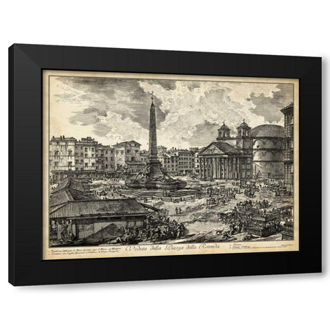 Veduta della Piazza della Rotunda Black Modern Wood Framed Art Print with Double Matting by Piranesi