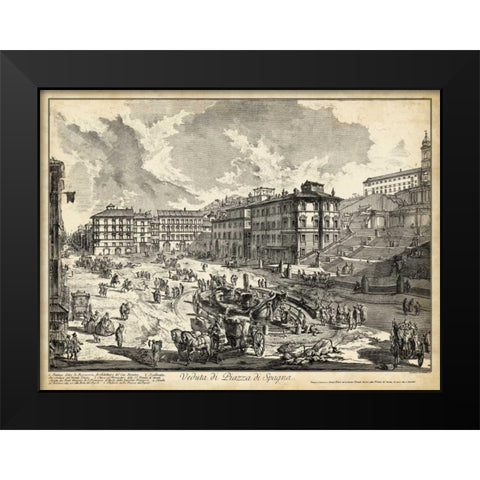 Veduta di Piazza di Spagna Black Modern Wood Framed Art Print by Piranesi