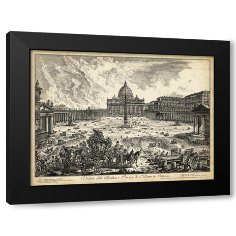 Veduta della Basilica di S. Pietro Black Modern Wood Framed Art Print with Double Matting by Piranesi
