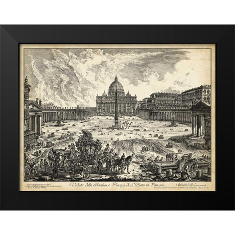 Veduta della Basilica di S. Pietro Black Modern Wood Framed Art Print by Piranesi