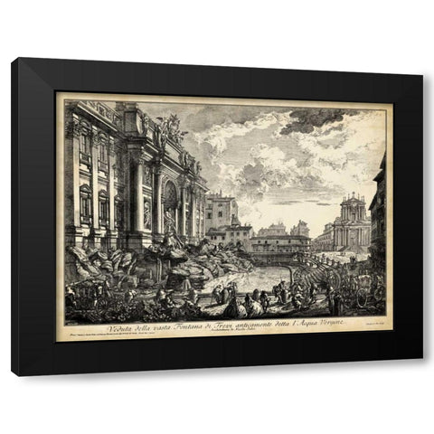 Veduta della vasta Fontana di Trevi Black Modern Wood Framed Art Print with Double Matting by Piranesi