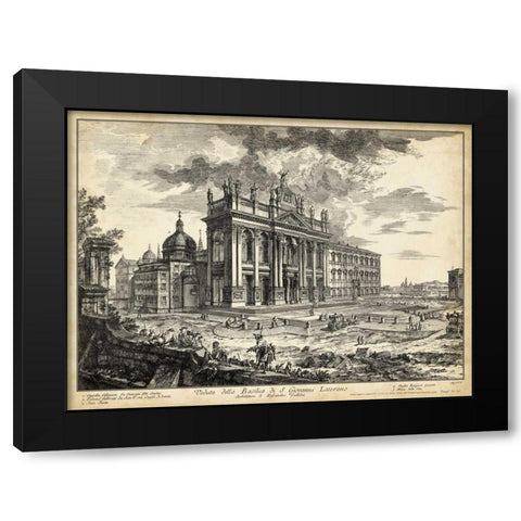 Veduta Basilica S.Giovanni Laterano Black Modern Wood Framed Art Print with Double Matting by Piranesi
