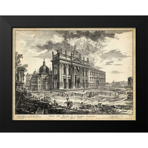 Veduta Basilica S.Giovanni Laterano Black Modern Wood Framed Art Print by Piranesi