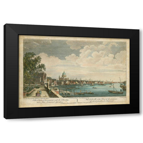 West View of London Black Modern Wood Framed Art Print by Unknown