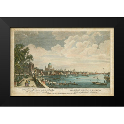 West View of London Black Modern Wood Framed Art Print by Unknown
