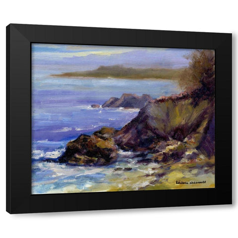 Surf on the Rocks Black Modern Wood Framed Art Print with Double Matting by Chenault, Barbara