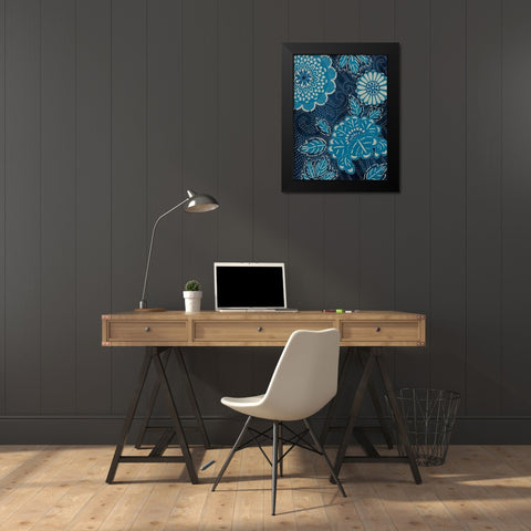 Indigo Constellation I Black Modern Wood Framed Art Print by Zarris, Chariklia