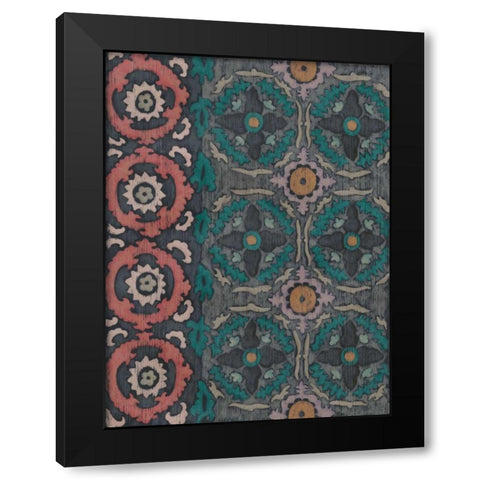 Sarkara Suzani I Black Modern Wood Framed Art Print with Double Matting by Zarris, Chariklia