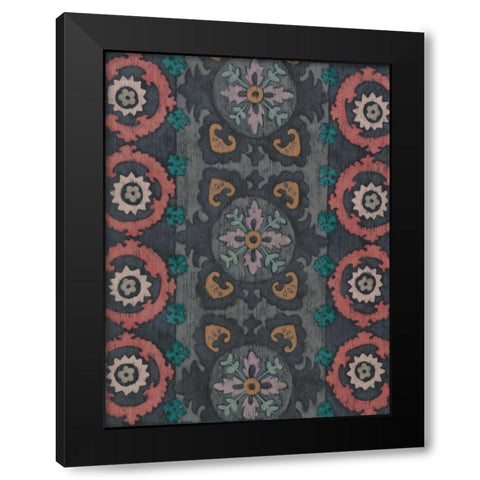 Sarkara Suzani II Black Modern Wood Framed Art Print with Double Matting by Zarris, Chariklia