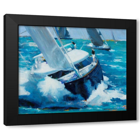 White Water Black Modern Wood Framed Art Print with Double Matting by Crain, Curt