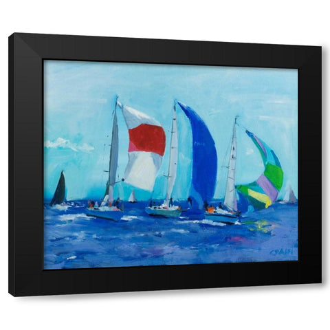Chutes Black Modern Wood Framed Art Print with Double Matting by Crain, Curt